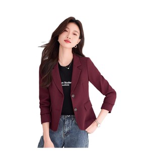 Women's Blazer Off White Solid Color Polyester No-Wrinkle Treatment Casual Style Spring Autumn Fit - Product Image 5