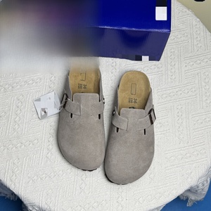 Chaussures demi-mules rétro décontractées pour hommes en cuir véritable Birkenstock, à bout rond et semelle en liège, nouveauté printemps, style polyvalent pour l'extérieur - Product Image 2