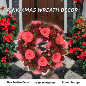 <span class=keywords><strong>Guirlande</strong></span> de pommes de pin en mousse rose, décoration festive pour la maison, guirlandes de Noël à des fins décoratives - Product Image 2