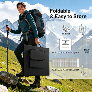 Panneau solaire portable pliable 160W, haute efficacité N-Type 16BB, étanche IP67, sortie USB-C et DC pour station d'alimentation, camping-car et camping - Product Image 2