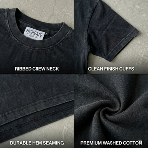 T-shirt Vintage Streetwear Homme Coton Épais Délavé à l'Acide Imprimé Graphique Coupe Oversize Logo Personnalisé Prix Bas 2026 - Product Image 3