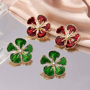 पुष्प तामचीनी मिट्टी के फूल फैशन अच्छे गहने सोने की प्लेटेड ट्रेंडी कोरियन इयररिंग सुरुचिपूर्ण महिला फैशन एक्सेसरीज़ - Product Image 2