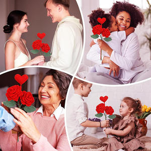 Hilo de lana hecho <span class=keywords><strong>a</strong></span> mano, paquete de material de rosa, flores artificiales <span class=keywords><strong>paso</strong></span> <span class=keywords><strong>a</strong></span> <span class=keywords><strong>paso</strong></span> <span class=keywords><strong>con</strong></span> vídeo, regalo de decoración del hogar - Product Image 4