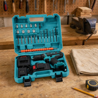 Perceuse sans fil et kit d'accessoires avec chargeur de batterie au lithium, tige flexible en alliage d'aluminium pour travaux professionnels sur site