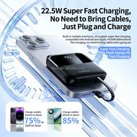 Batería de polímero de litio OEM/ODM con cable integrado, carga rápida de 20 W, superdelgada, 10000 mAh, 2 puertos USB, banco de energía portátil