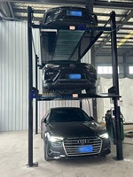 Elevador de Estacionamiento para Garaje Residencial, 3 Niveles, Cuatro Postes, Elevador Triple Hidráulico Automático Vertical para Autos
