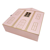 Scatola in Cartone Rigido con Logo Personalizzato, Stampa a Caldo, Scatola Regalo Cosmetica Rosa a Forma di Casa con Rivestimento Interno in EVA e Finestra Traforata