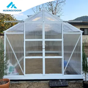 3x4米6毫米聚碳酸酯花园温室小型迷你低成本框架聚碳酸酯商业花园温室