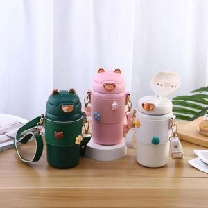 2024 New Design Popular 400Ml Cute Stainless Steel Water School Kids Metal Drink Bottle With Shoulder Strap Cover for Tumbler - Product Image 5