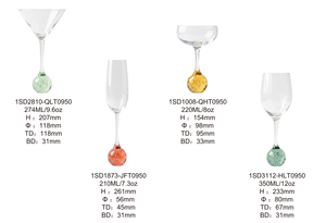 Set di 2 Bicchieri da Martini e Cocktail Raymond con Base Colorata, 9.6oz e 8oz, per Bar Domestico e Feste - Product Image 4