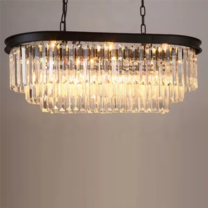 Nouvel arrivage Luminaire suspendu noir Golde Salon Rectangle Lustres en cristal K9 à prix compétitif - Product Image 4