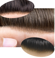Prothèse capillaire masculine en cheveux indiens Remy lisses, base en PU ultra-fine de 0,08 mm, nouée à la main, densité 110 %, système de remplacement