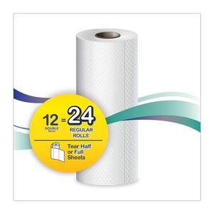 Serviettes de cuisine blanches Windsoft Premium, lot de 12 rouleaux, 110 feuilles par rouleau, rouleaux doubles perforés, feuilles entières et demi-feuilles, serviettes en papier 2 plis - Product Image 2