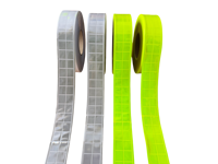 Ruban réfléchissant en PVC prismatique de 5 cm de large, couleur jaune, motif quadrillé haute visibilité pour les secours d'urgence, la sécurité routière