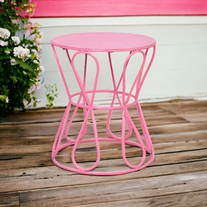 Mesa pequeña de hierro forjado antigua moderna, mesa auxiliar de dormitorio rosa con malla de alambre, cabecera decorativa para sala de estar - Product Image 6