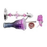 Chicha Arabe de Luxe, Ensemble à Tube Unique, Base en Verre Violet, Design Carré Miroir en Fer, Durable, Portable, Coffret Cadeau RS