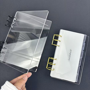 ปกสมุดบันทึกอะคริลิคสีดำด้าน A6 แบบ DIY <span class=keywords><strong>พ</strong></span>ร้อมห่วงโลหะกลมสีทอง/สีเงิน 6 รู และแผ่นอะคริลิคสำหรับแบ่งหมวดหมู่สำหรับการจัดการงบประมาณ - Product Image 5