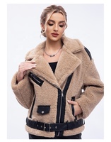 Frauen Kunstleder jacke mit Pelz kragen Warm Fashion Motorrad jacke