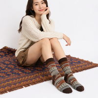 Chaussettes mi-mollet épaisses ethniques vintage automne-hiver en mélange de polyester avec logo personnalisé OEM