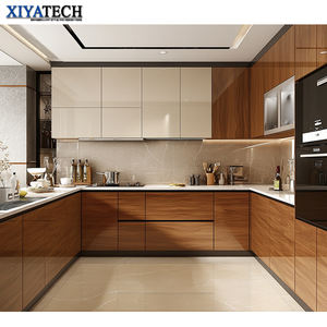 XIYATECH 럭셔리 모던 디자인 주방 캐비닛 목재 모듈러 대리석 도어 스마트 가구 수도꼭지 힌지 서랍 바구니 포함 - Product Image 1