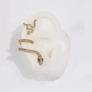 Оптовая торговля (2 предмета) винтажных позолоченный Кристалл Циркон ушей в форме змеи кости манжеты клип серьги комплект ювелирных изделий для женщин Мода 2022 ювелирные изделия
