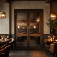 Porte battante en aluminium minimaliste BOCHARM à charnière invisible, design de cadre invisible, porte en verre pour villa moderne, porte intérieure