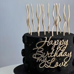 ของตกแต่งเค้กอะคริลิคแบบใหม่ สุขสันต์วันเกิดที่รัก ของตกแต่งด้านข้างเค้กสีทอง อะคริลิคตกแต่งหน้าเค้ก สำหรับงานปาร์ตี้ - Product Image 3