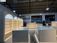 Vitrine murale LED pour maquillage, ensemble de mobilier de présentation pour magasin de beauté avec comptoir central et poste de caisse