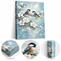 Tableau mural sur toile Oiseaux et Fleurs, motif floral botanique bleu, décoration intérieure, échantillons OEM ODM prêts en moins d'une journée