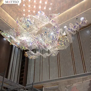 현대 미술 샹들리에 빛 호텔 빌라 장식 다채로운 유리 메쉬 LED 교수형 조명