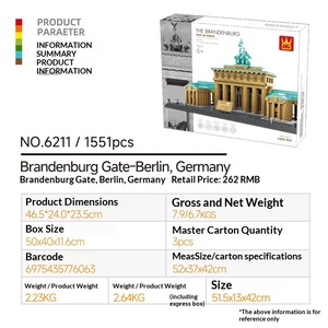Wanger 6211 Alemania Berlín Puerta de Brandenburgo Edificio Emblemático Vista de <span class=keywords><strong>Calle</strong></span> Bloques de Construcción Ensamblables Juguetes Educativos para - Product Image 2