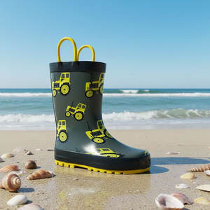 OEM 방수 아동용 웰링턴 부츠 유아 고무 장화 프린팅 아동 레인 부츠 손잡이 달린 - Product Image 5