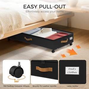 Contenedores de Almacenamiento Debajo de la Cama de 75L, Grandes y Ajustables, con Ruedas para Zapatos, Ropa y Mantas - Product Image 6