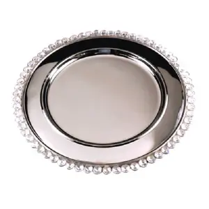 Wedding Table Serving Crystal charger plate Silver Shiny Finished Under Plate round Shape Table Ware best serving platter