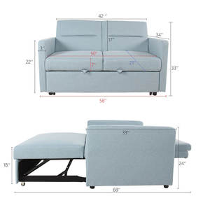 Sofá <span class=keywords><strong>Cama</strong></span> Moderno Extraíble 2 en 1, Sofá de Dos Plazas con Tapizado de Tela - Product Image 2