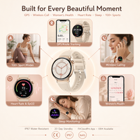 Montre connectée GPS pour femme, écran IPS 1,27 pouces, appels sans fil, fréquence cardiaque, SpO2, suivi du cycle féminin, étanche IP67, autonomie de 20 jours, boîtier en alliage