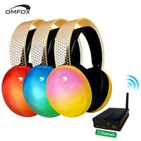 Casque sans fil OEM Glow Head-band pour sport, disco silencieux, avec émetteur LED rechargeable à double module, pour fête, et suppression du bruit ENC