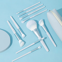 MSQ 10 pinceaux de maquillage en poils synthétiques véganes, design à encoches, étiquette privée personnalisée, pinceaux pour le visage et le correcteur