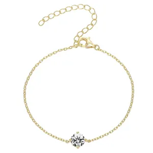 women gold plated silver zircon solitaire diamond virgin mary jewelry wire bracelet bijoux femme pulseras mujer plata 925 acceso