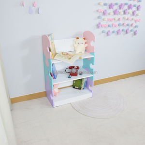 Étagère pour enfants en forme de puzzle bleu pastel et violet à 3 niveaux, étagère de rangement pour jouets d'enfants, présentoir - Product Image 3