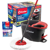 Serpillère pulvérisatrice en microfibre à design triangulaire 360° avec manche en acier, essorage sur quatre côtés, légère (<2 kg), taux de déshydratation élevé