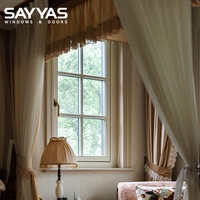 Ventana de Madera Revestida de Aluminio Sayyas W-FL95-IW con Acabado Exterior de Aluminio Pre-fabricado de Fábrica y Marco de Madera Sólida para Mayor Durabilidad