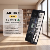 AIERKE 61-key Standard Force Organ Keyboard with Slide Wheel, Iron Horn Grid, Sustain Pedal and USB MIDI Interface K-266