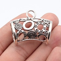 Anneaux de suspension pour écharpes pour la fabrication de bijoux, 40x34x23mm, motif tourbillon creux, argent antique