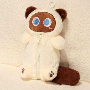 Estuche de lápices de gato de ojos grandes de dibujos animados personalizados, juguete de peluche curativo, bolsa de almacenamiento creativa, caja de pañuelos de felpa para niñas - Product Image 4