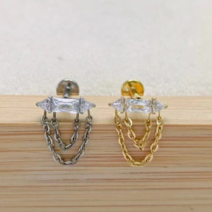 Piercing de lèvre en acier titane en forme de papillon 1,2x8mm avec améthyste sertie à griffes, bijou de mode - Product Image 2