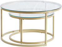 Table basse ronde en or nordique pour salon, meubles de luxe, plateau en marbre, table basse gigogne en verre