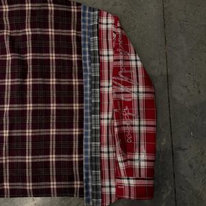 Chemise à manches longues à épaules tombantes à carreaux personnalisée avec strass, chemise décontractée en flanelle à carreaux, patchwork, boutonnée pour hommes - Product Image 6