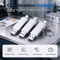2in1 U Disk 128GB 64GB 32GB Antarmuka Tipe C Ponsel Pintar Komputer Transmisi Saling Portabel Otg USB Memory Pen Drive Logam