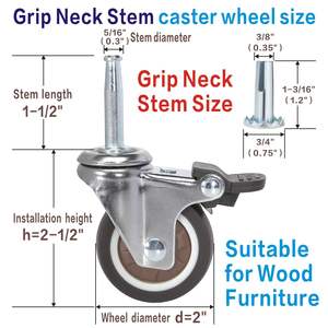 Niet-Ontsieren Vierkante Wielen 4-Pack | Draaibare Remwielen Kogellagers Zinken Oppervlak Zachte Schroefdraadbeschermers | Zware Steel - Product Image 2